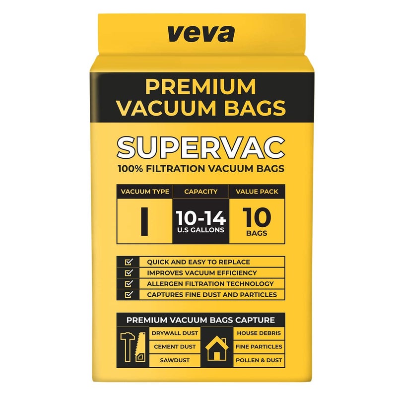 VEVA 10 Pack, 10-14 Gallon Filter Bags for Shop Vac Vacuum - Type I 90672 - High-Efficiency Vacuum Bags - Image 3